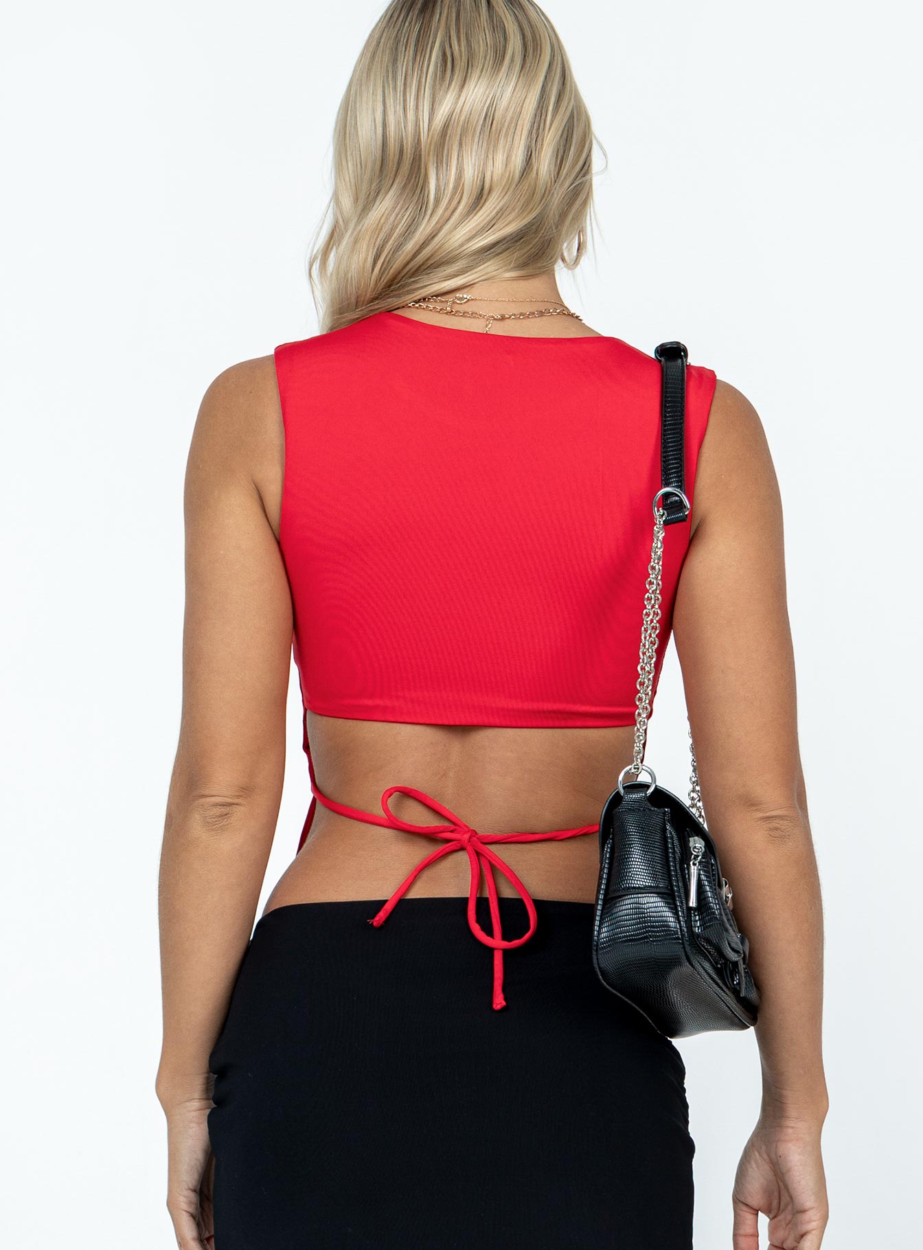 product Princess Polly Sleeveless Asymmetric Neckline  Uzo Top Red Low Impact