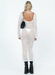 Front view of model wearing  front Princess Polly Crew Neck  Bria Maxi Dress White