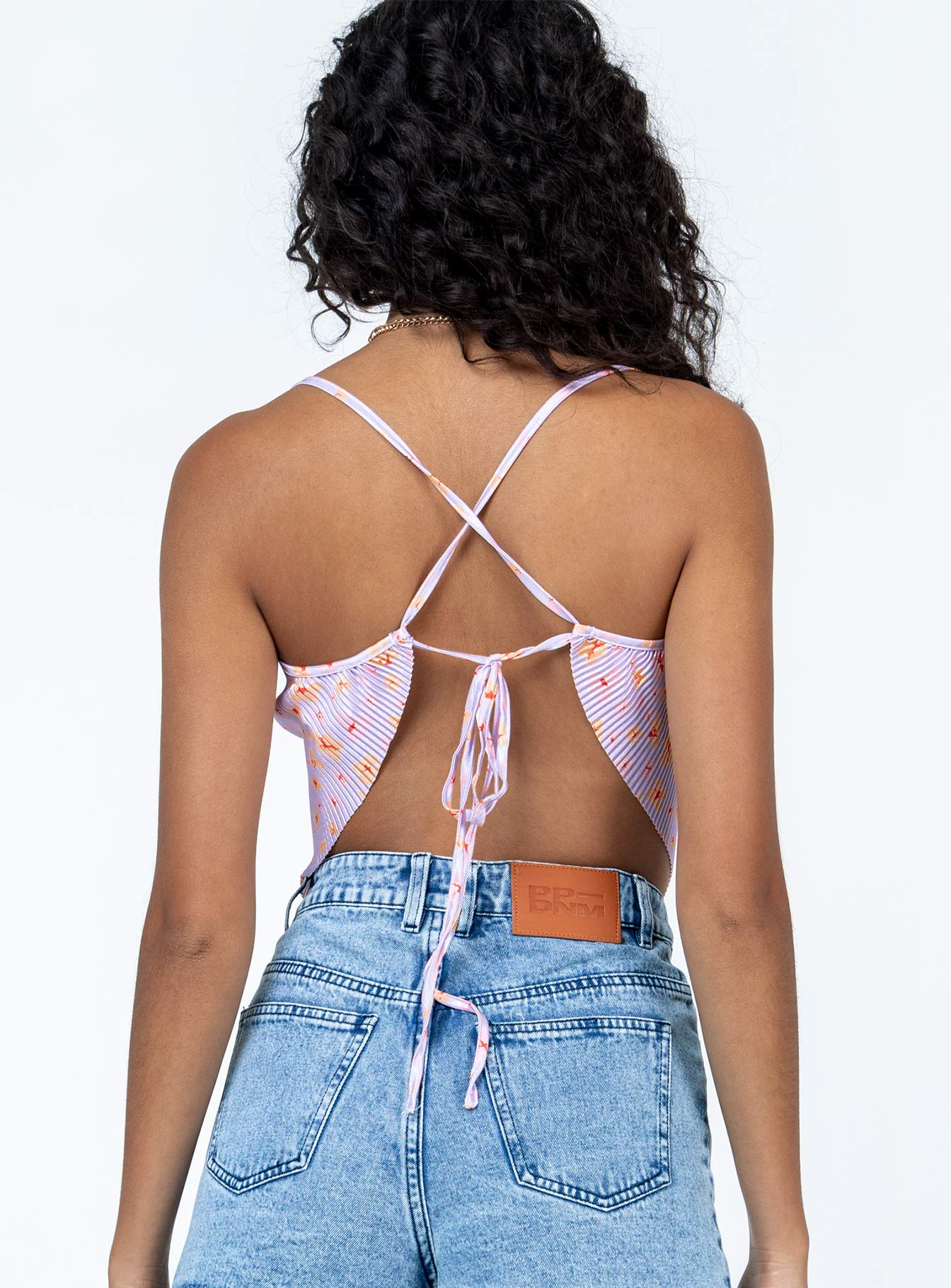 product Princess Polly Sleeveless Asymmetric Neckline  Julia Plisse Top Pink Floral