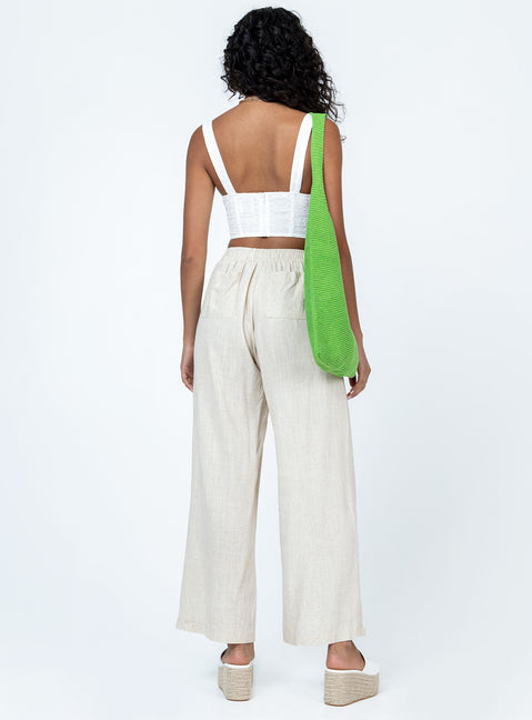 product Princess Polly High Waisted Pants  Louis Linen Blend Pants Beige Petite