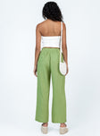 Front view of model wearing  front Princess Polly High Waisted Pants High Waisted Pants High Waisted Pants  Louis Linen Blend Pants Light Green