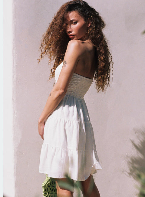 product Princess Polly Asymmetric Neckline  Fahy Strapless Mini Dress White