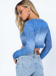 back view of model wearing Princess Polly Ilina Sweater Blue 