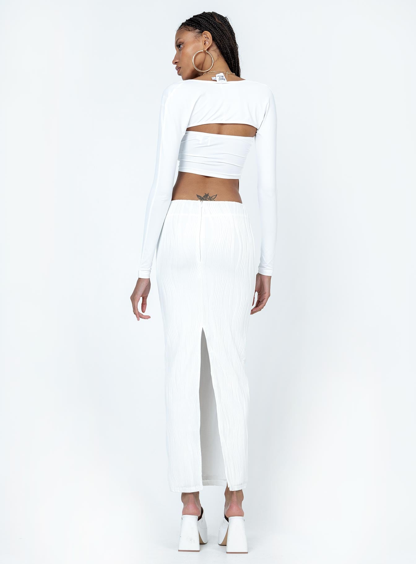 product Echo Low Waist Knitted Maxi Skirt White Princess Polly  Maxi 