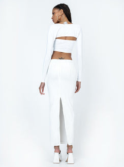 product Echo Low Waist Knitted Maxi Skirt White Princess Polly  Maxi 