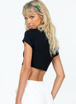 Black cropped tee Ribbed material Diamante graphic