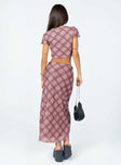 product Motel Lassie Midi Skirt Pink Blurred Check Princess Polly  Maxi 