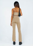 Matching set Slim fitting  Princess Polly Exclusive 95% polyester 5% elastane  Length of size US 4 / AU 8 waist to hem: 108cm / 42.5"   Shimmer material  Crop top  Adjustable shoulder straps  Tie front fastening  High waisted pants 