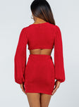 back view of model wearing Princess Polly Adi Cut Out Mini Dress Red 