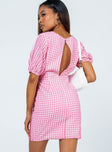 back view of model wearing Princess Polly Zoe Jane Mini Dress Pink 