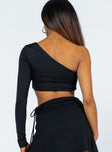 back view of model wearing Princess Polly Weston Top Black 