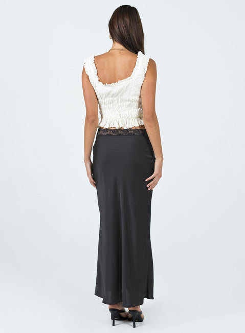 Front view of model wearing  front The Charmaine Maxi Skirt Black Princess Polly  Maxi 