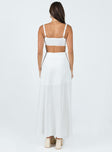 Matching set Linen material Crop top Adjustable shoulder straps Lace-up detailing at front Maxi skirt