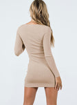 product Princess Polly Crew Neck  Cassandra Long Sleeve Mini Dress Beige