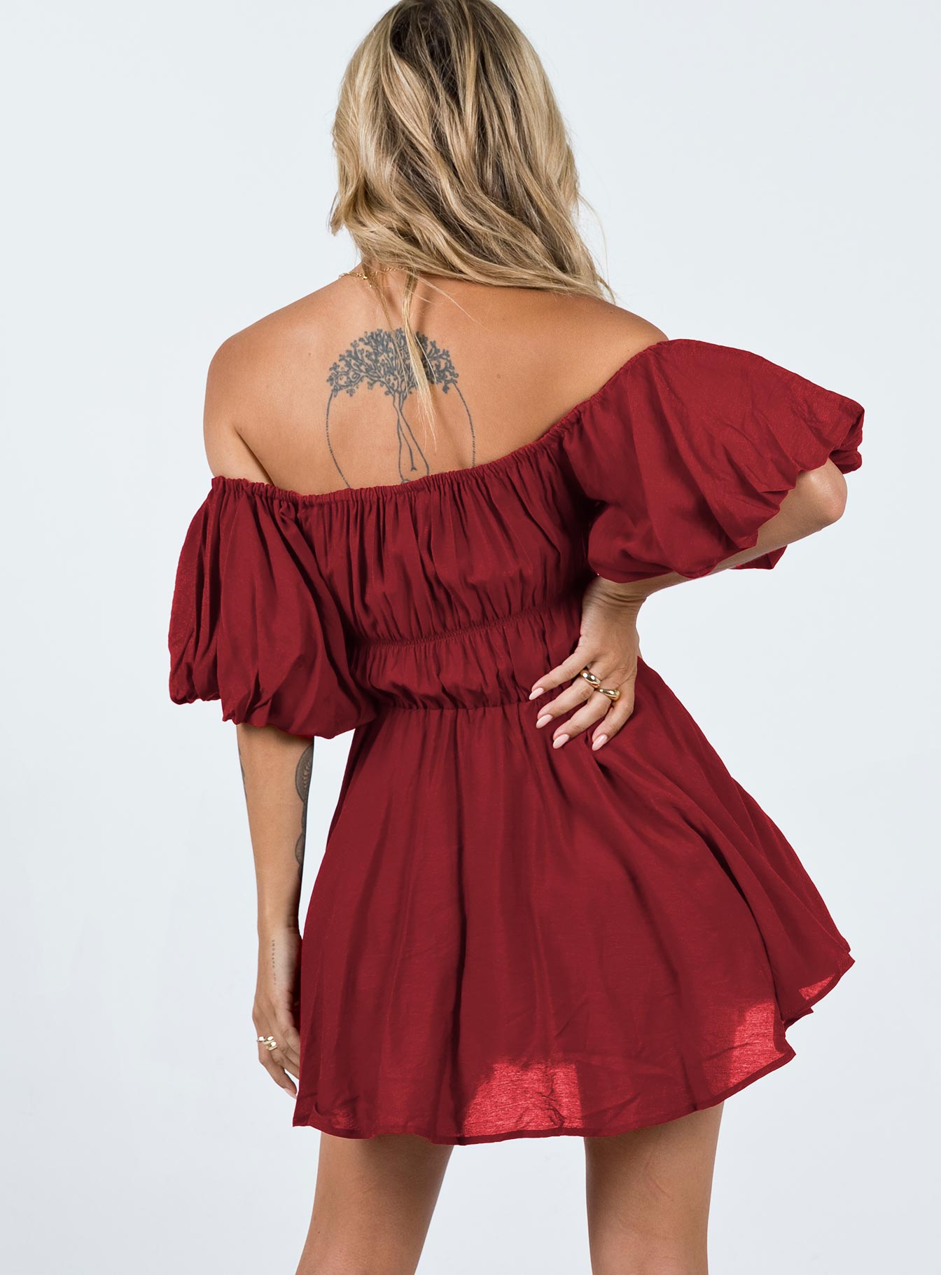 product Princess Polly Square Neck  Halton Mini Dress Burgundy