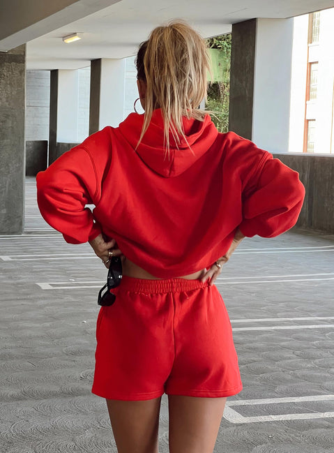 Voce Hoodie Red Princess Polly  Cropped 