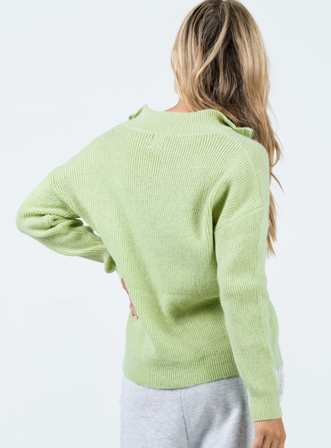 Bessy Knit Sweater Sage Princess Polly  regular 