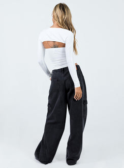 product Princess Polly High Waisted  Adrianne Wide Leg Cargo Jeans Black