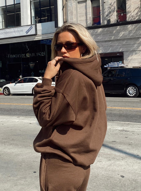 Calder Zip Hoodie Brown Princess Polly  regular 