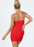 back view of model wearing Princess Polly Gizelle Mini Dress Red 