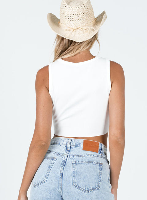 product Princess Polly Sleeveless High Neck  Giddy Up Tank Top White