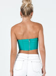 back view of model wearing Princess Polly Johnson Top Teal 