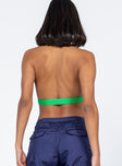 back view of model wearing Princess Polly Meghan Top Green Sleeveless Plunger 