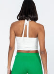 back view of model wearing Princess Polly Onslow Top White Sleeveless Square Neck 