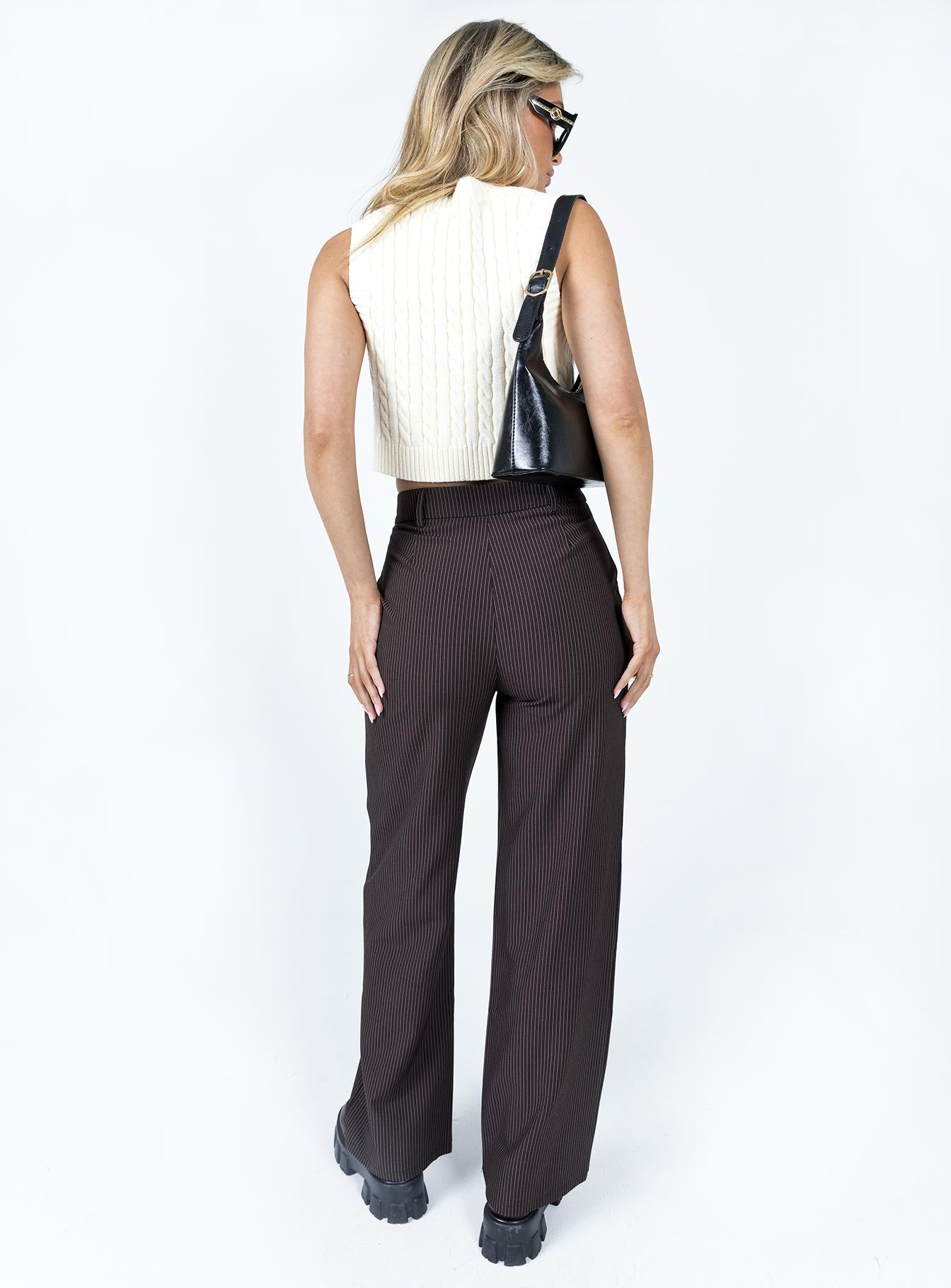 back view of model wearing Princess Polly Karcher Pants Brown 