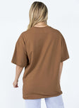 product Princess Polly Full Sleeves Square Neck  Future Classic Oversized Tee Brown