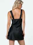 back view of model wearing Princess Polly Bel Air Mini Dress Black 