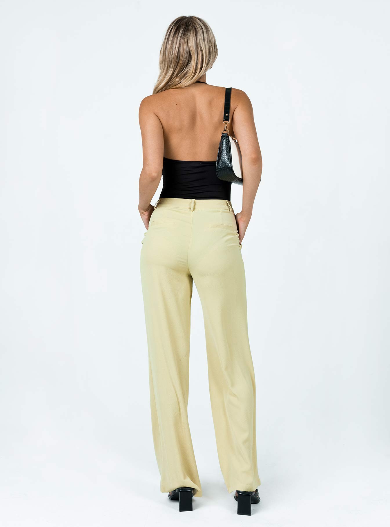 back view of model wearing Princess Polly Vania Pants Green 