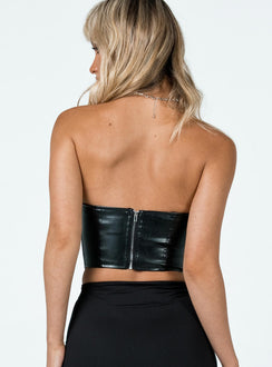 product Princess Polly Sleeveless Cowl  Jessica PU Bustier Black