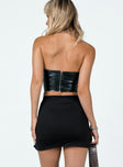 back view of model wearing Princess Polly Tiana Mini Skirt Black 