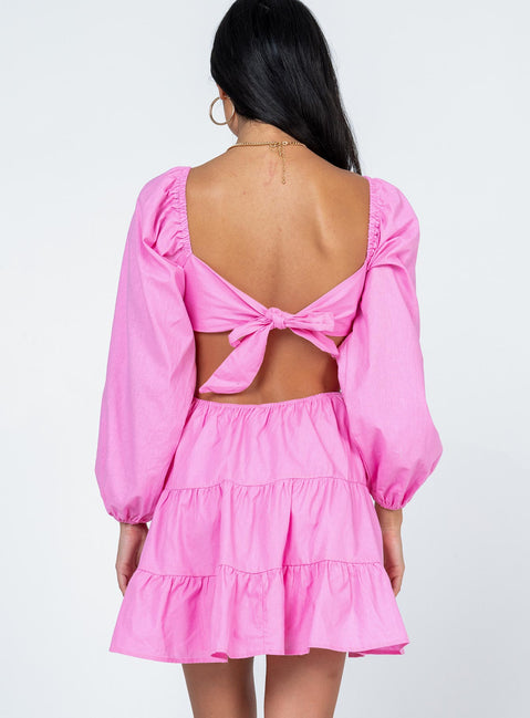 back view of model wearing Princess Polly Landen Mini Dress Pink 