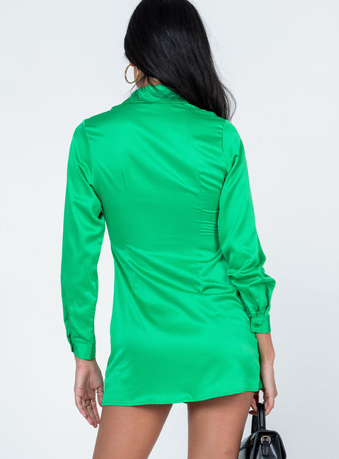 back view of model wearing Princess Polly Zena Mini Dress Green 