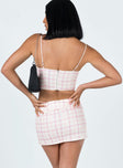 back view of model wearing Princess Polly Check Mate Mini Skirt Multi 