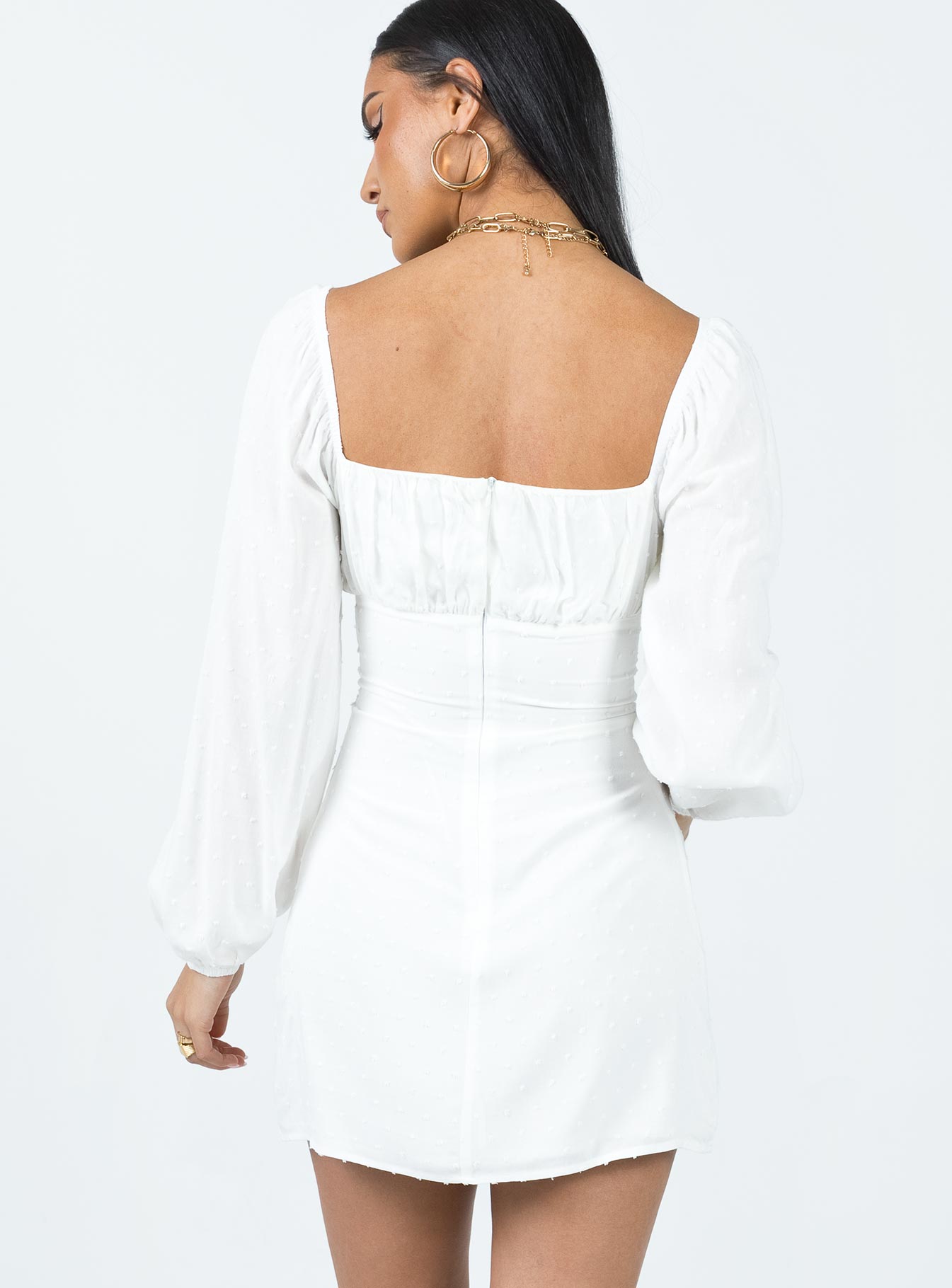 product Princess Polly Square Neck  Fauce Long Sleeve Mini Dress Cream