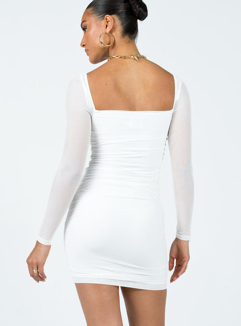 product Princess Polly Square Neck  Charvi Long Sleeve Mini Dress White