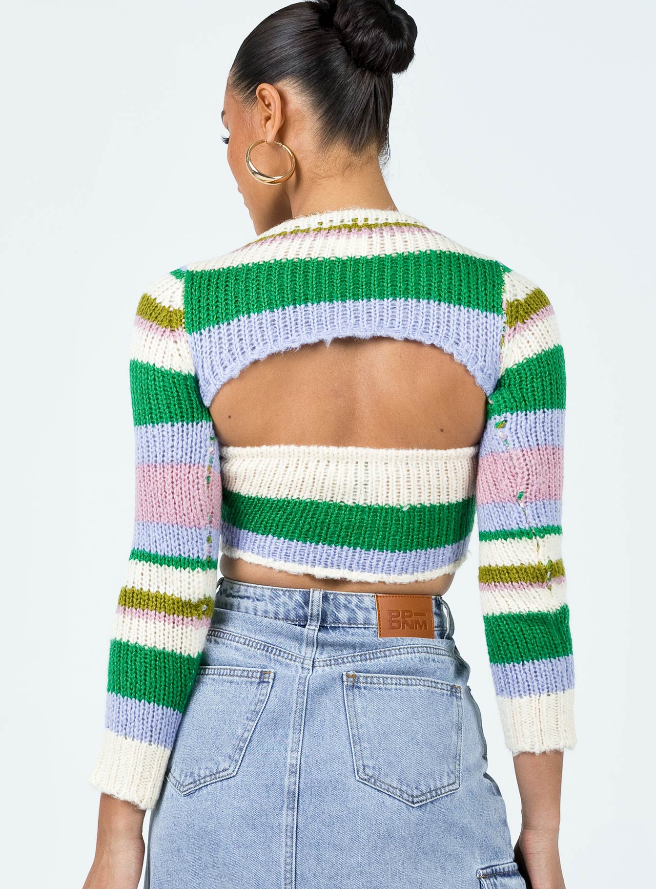 product Princess Polly Three Fourth Sleeves Square Neck  Ragetti Stripe Bolero Multi