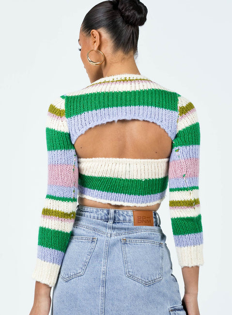 product Princess Polly Three Fourth Sleeves Square Neck  Ragetti Stripe Bolero Multi