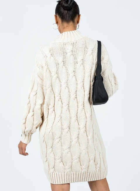 product Princess Polly High Neck  Corthay Sweater Mini Dress Cream