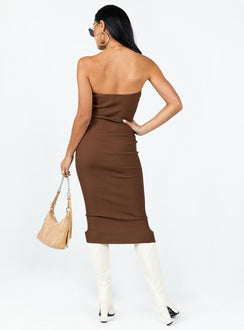 product Princess Polly High Neck  Paige Strapless Midi Dress Brown