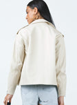 PU Jacket Double point collar Zip fastening at front Double zip pockets on front Zip at cuffs Silver hardware