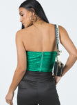 Front view of model wearing  front Princess Polly Sleeveless Square Neck  Armona Strapless Top Green