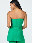 back view of model wearing Princess Polly Anderson Strapless Top Green 