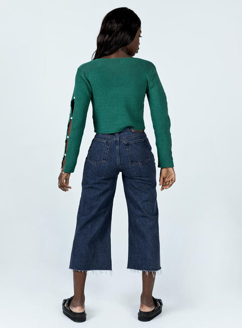 back view of model wearing Princess Polly Andalusia Wide Leg Denim Jeans Mid Rise 