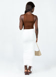 back view of model wearing Princess Polly Zyler Maxi Skirt White Maxi 