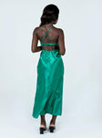 back view of model wearing Princess Polly Giselle Midi Dress Green 