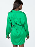 back view of model wearing Princess Polly Leighton Mini Dress Green 